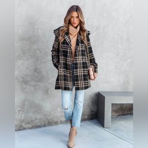 Vici Black & Tan Plaid Coat